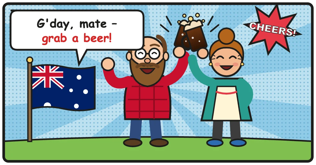 Comic: G'day, mate – grab a beer! – Australisches & neuseeländisches Bier