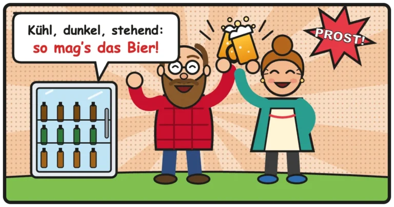 Comic: Kühl, dunkel, stehend: so mag’s das Bier! – Bier richtig lagern & servieren