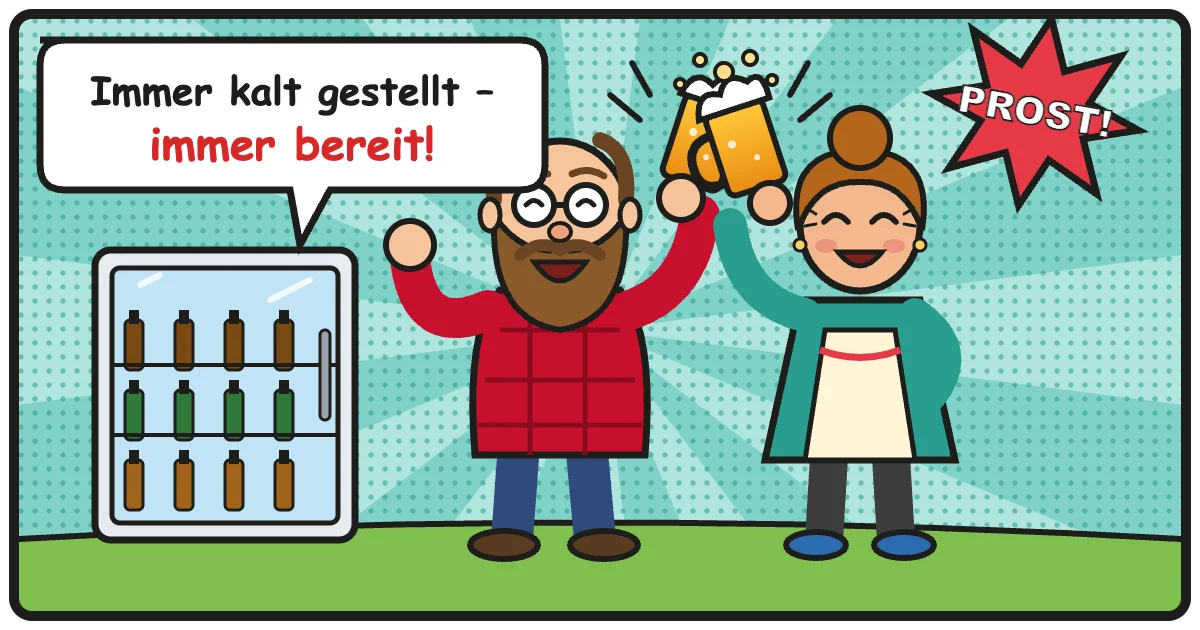 Comic: Immer kalt gestellt – immer bereit! – Bierkühlschränke & Kühler